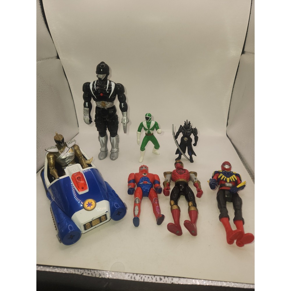 Vintage Power Rangers figures and vehicle lot of 8